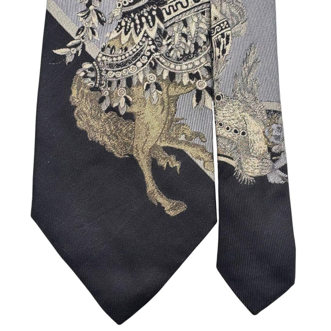 GIANNI VERSACE ヴェルサーチ ネクタイ ジャガード 黒 シルク