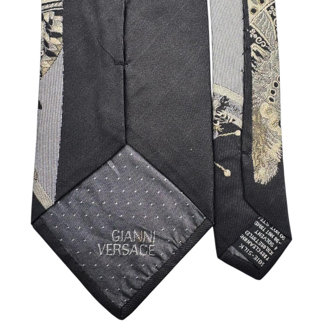 GIANNI VERSACE ヴェルサーチ ネクタイ ジャガード 黒 シルク