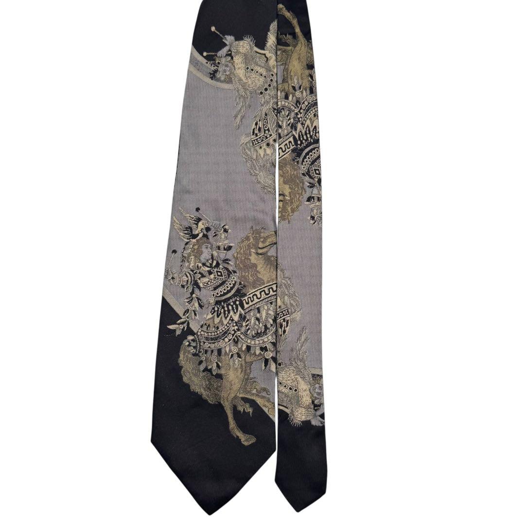 GIANNI VERSACE ヴェルサーチ ネクタイ ジャガード 黒 シルク