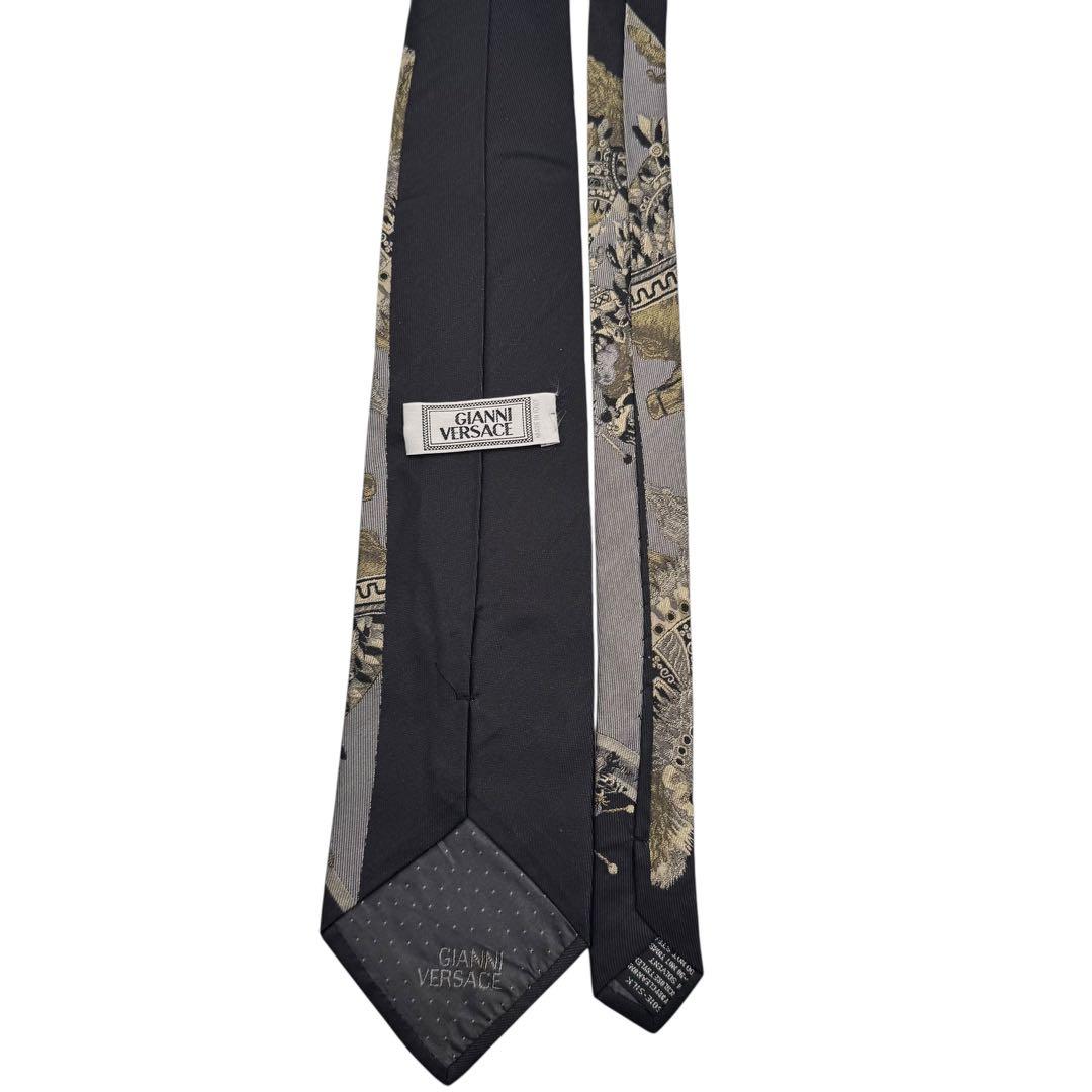 GIANNI VERSACE ヴェルサーチ ネクタイ ジャガード 黒 シルク