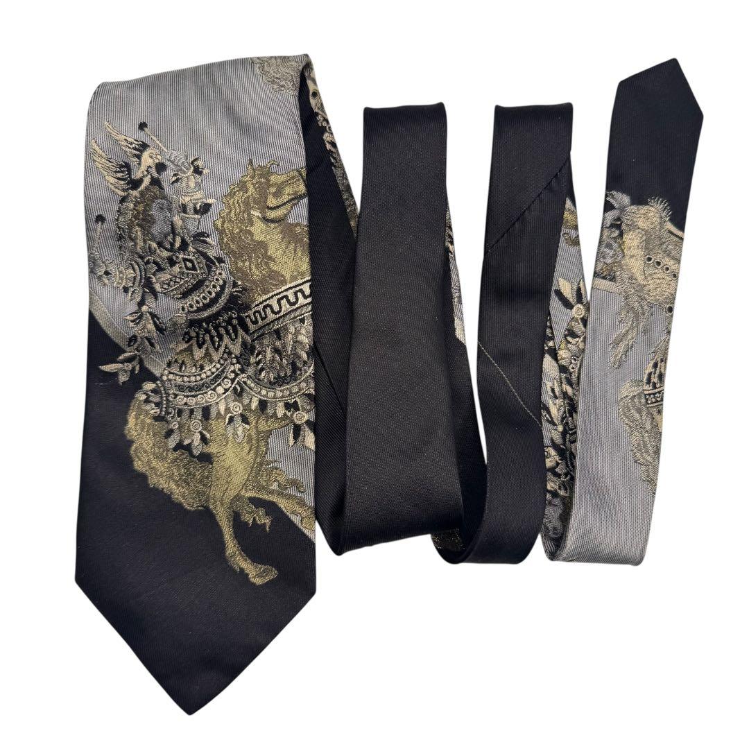 GIANNI VERSACE ヴェルサーチ ネクタイ ジャガード 黒 シルク