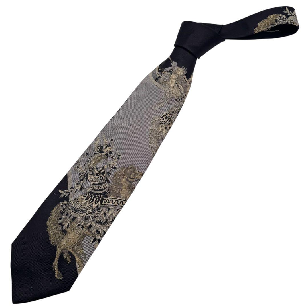 GIANNI VERSACE ヴェルサーチ ネクタイ ジャガード 黒 シルク