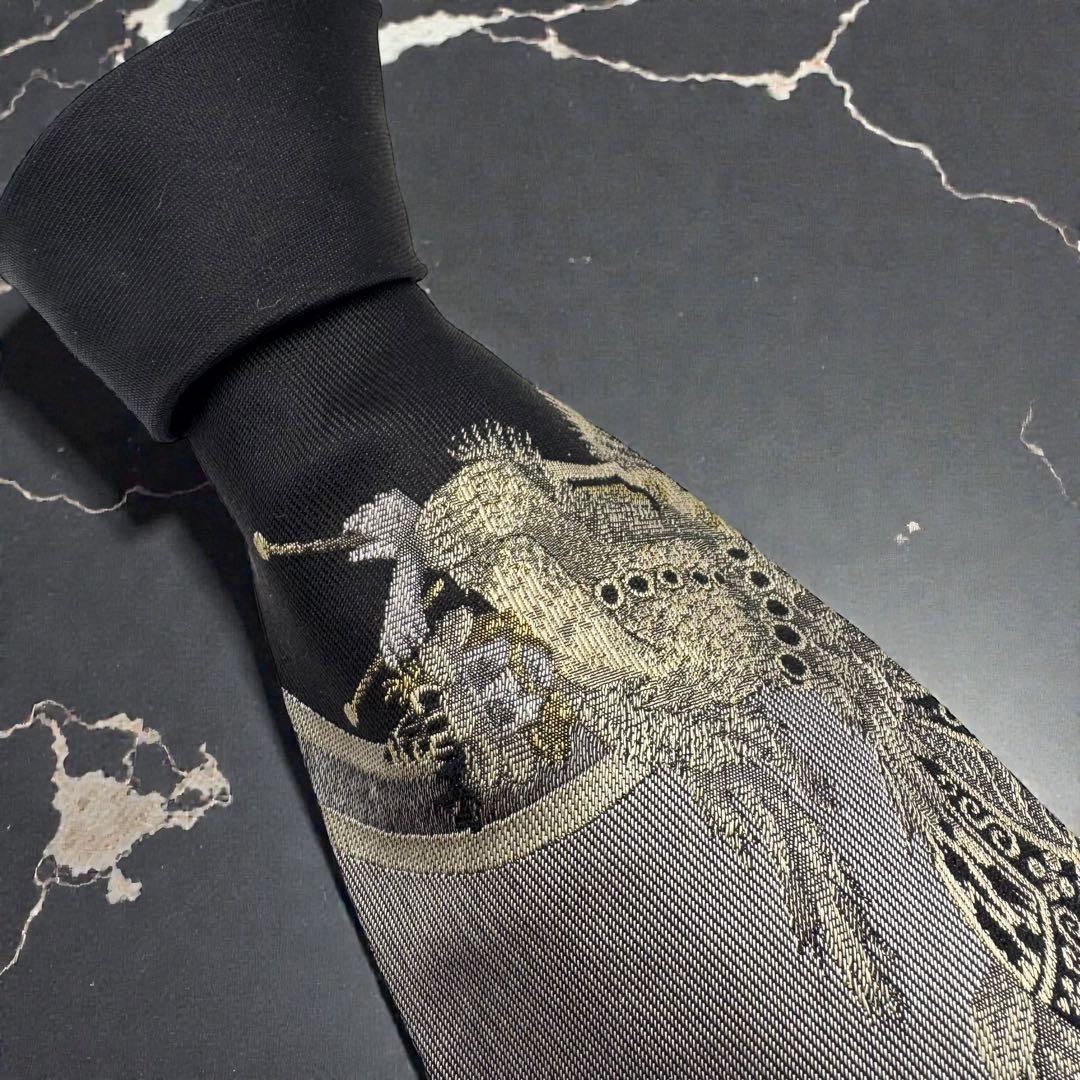 GIANNI VERSACE ヴェルサーチ ネクタイ ジャガード 黒 シルク