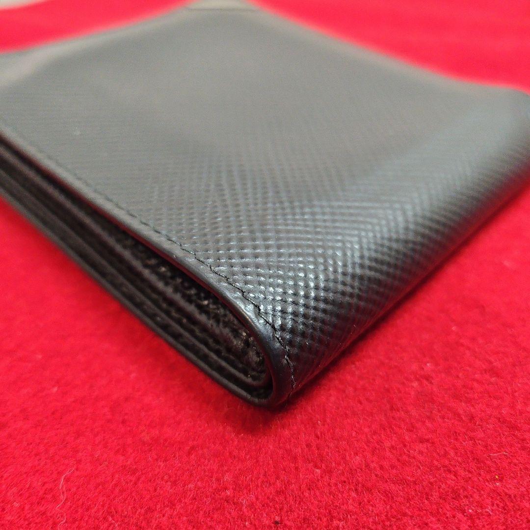 PRADA プラダ 折り財布 三角プレート ロゴ金具 サフィアーノレザー 黒