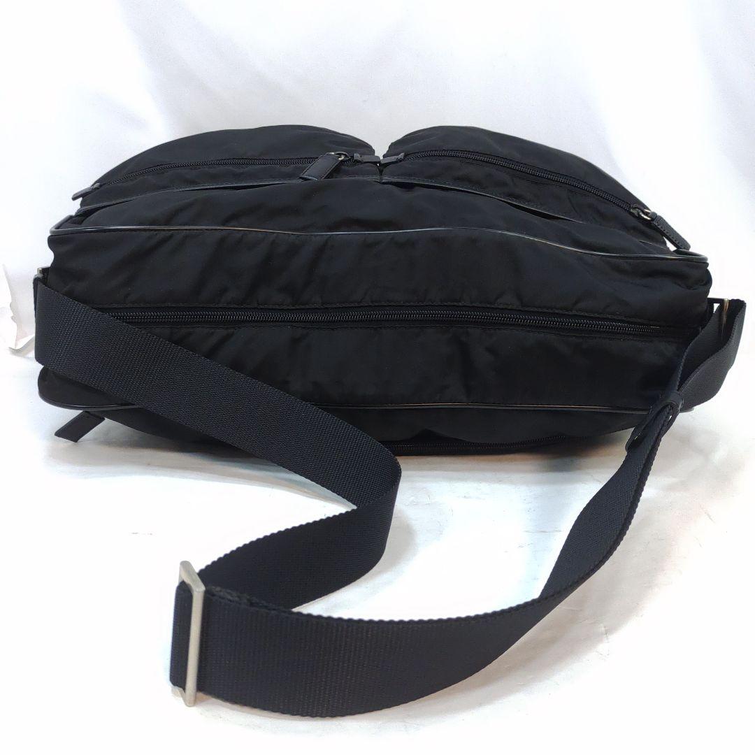 プラダ メッセンジャーバッグ レザー×ナイロン 大容量 黒 ギャラ付