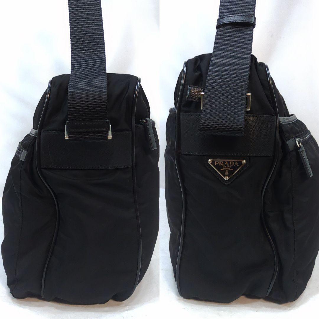 プラダ メッセンジャーバッグ レザー×ナイロン 大容量 黒 ギャラ付