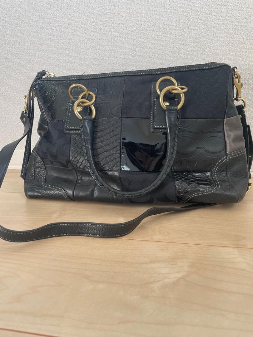 コーチ パッチワーク 2way ハンドバッグ　ショルダーバッグ 12479 黒