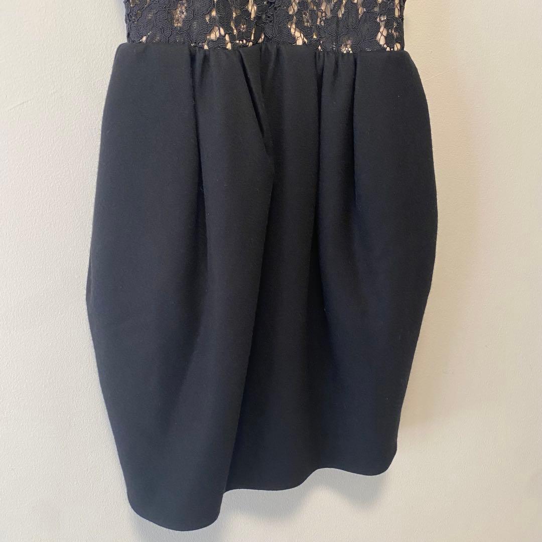 ち*ん様 美品 YOKO CHAN コクーンワンピース レースドレス 40 黒