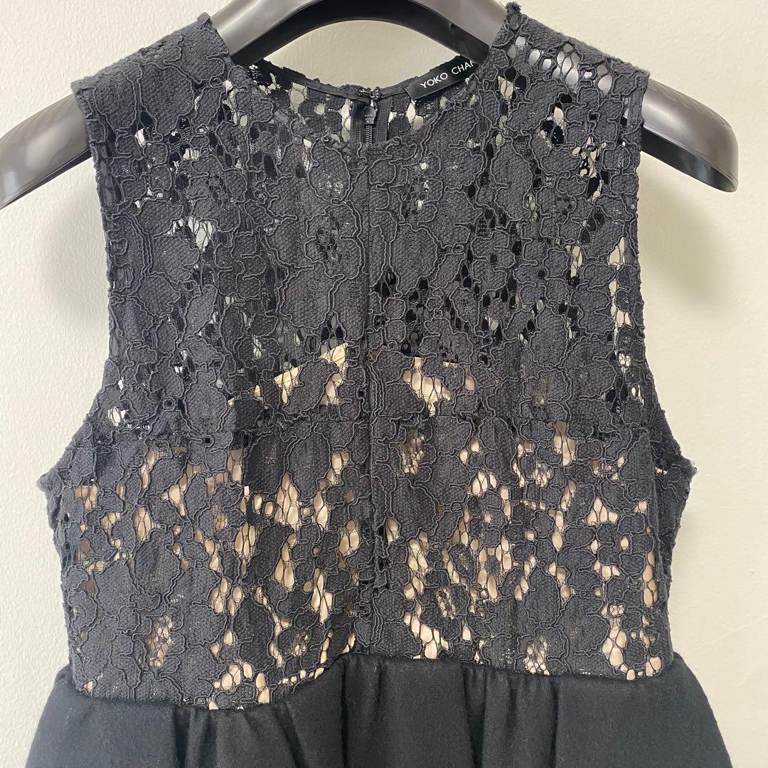 ち*ん様 美品 YOKO CHAN コクーンワンピース レースドレス 40 黒