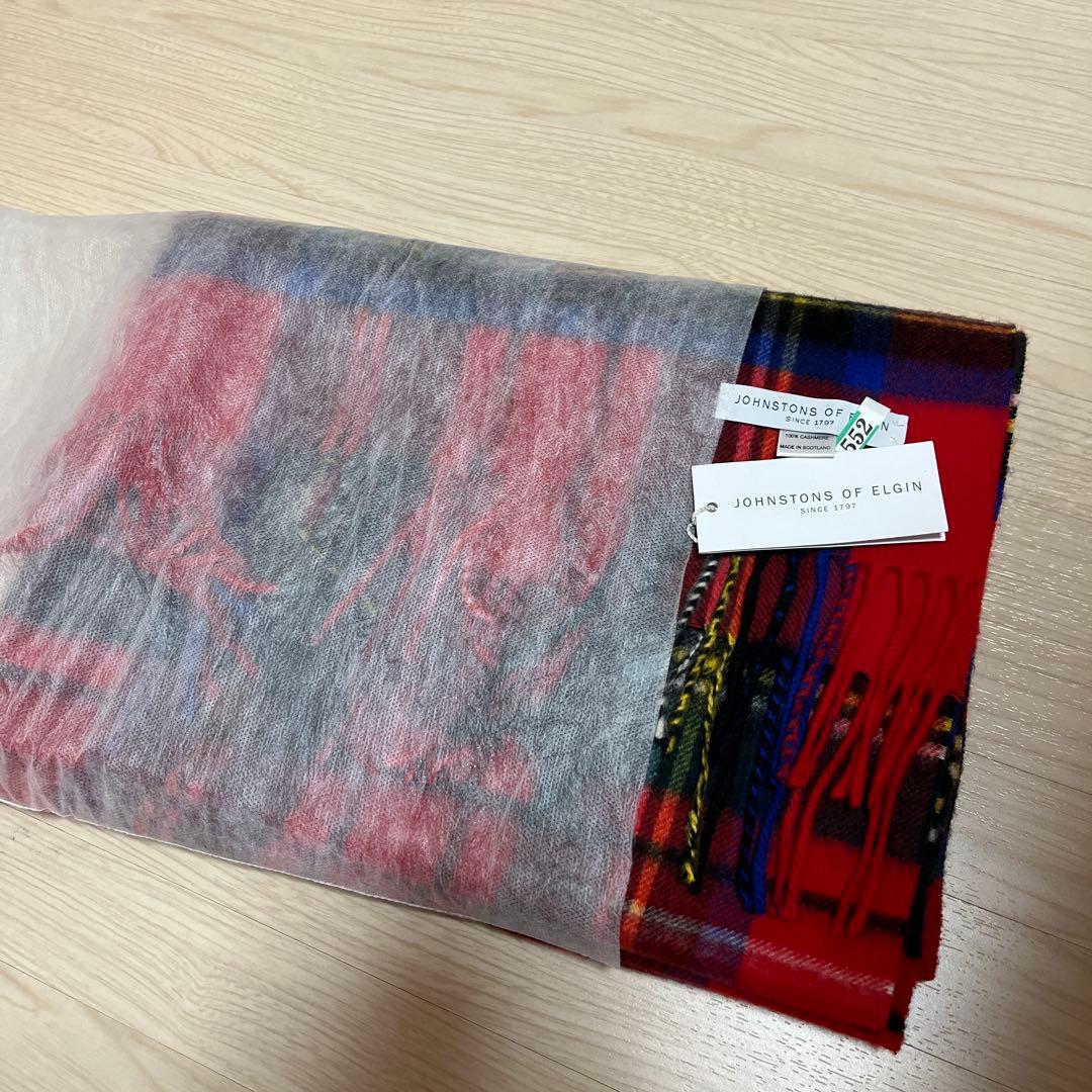 【美品】ジョンストンズ　ロイヤルスチュワート大判　タグつき