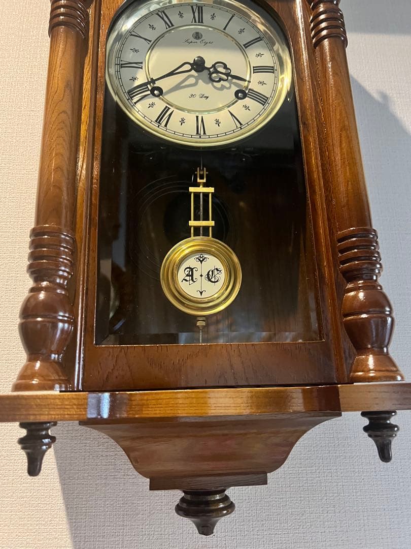 愛知30DAY SuperLight振り子時計ゼンマイ掛け時計柱時計ボンボン時計