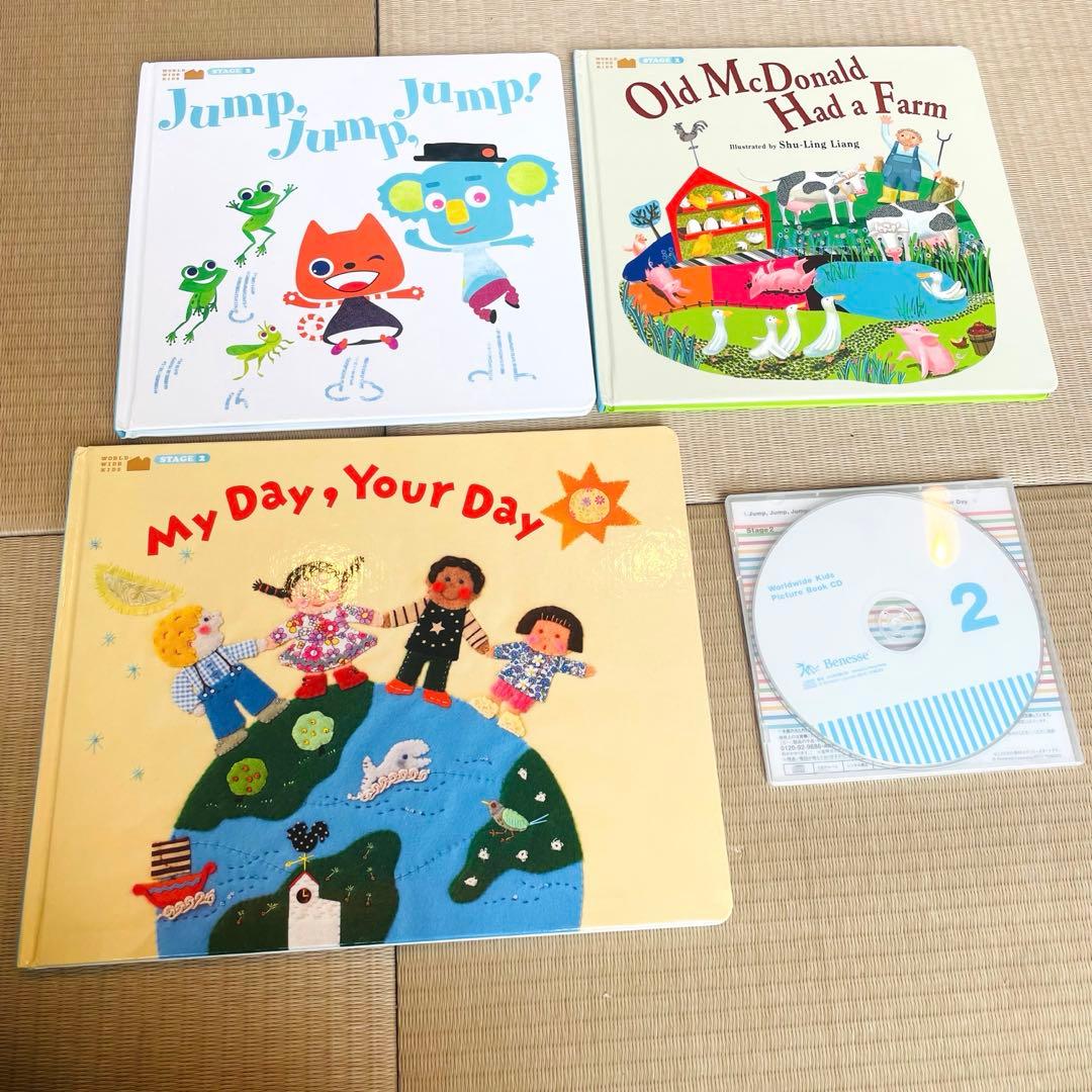 ほぼ未使用★ワールドワイドキッズ 英語絵本 CD+musicCD WWK