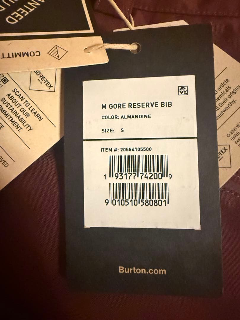バートン　ゴアテックス　ビブパン　メンズSサイズ