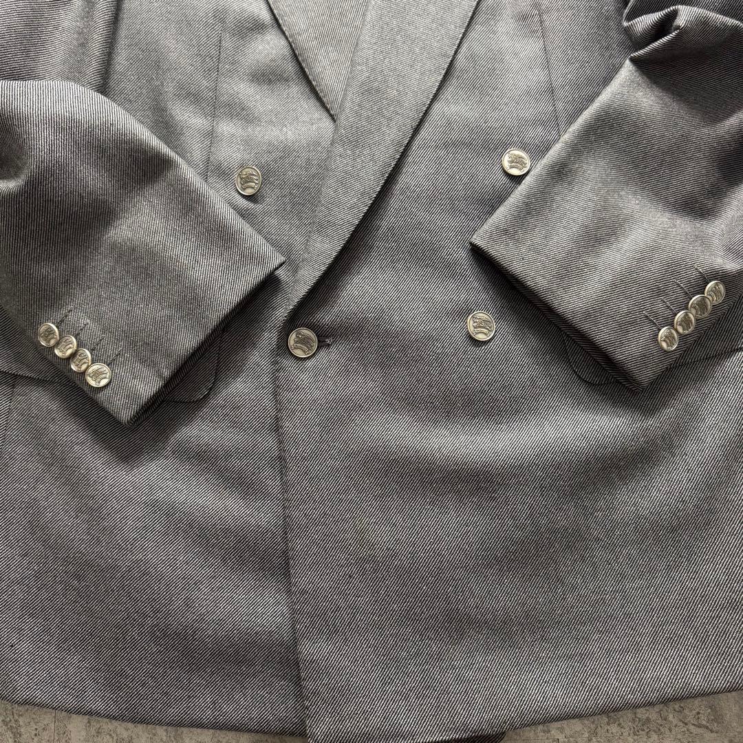 Burberrys セットアップ ダブルスーツ グレー　極上ウール　銀ボタン