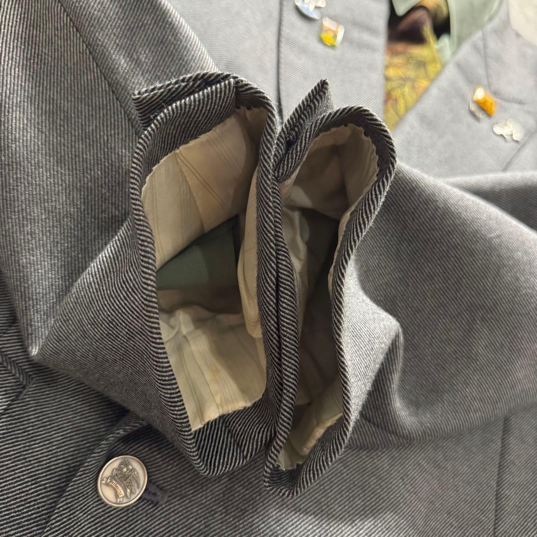 Burberrys セットアップ ダブルスーツ グレー　極上ウール　銀ボタン