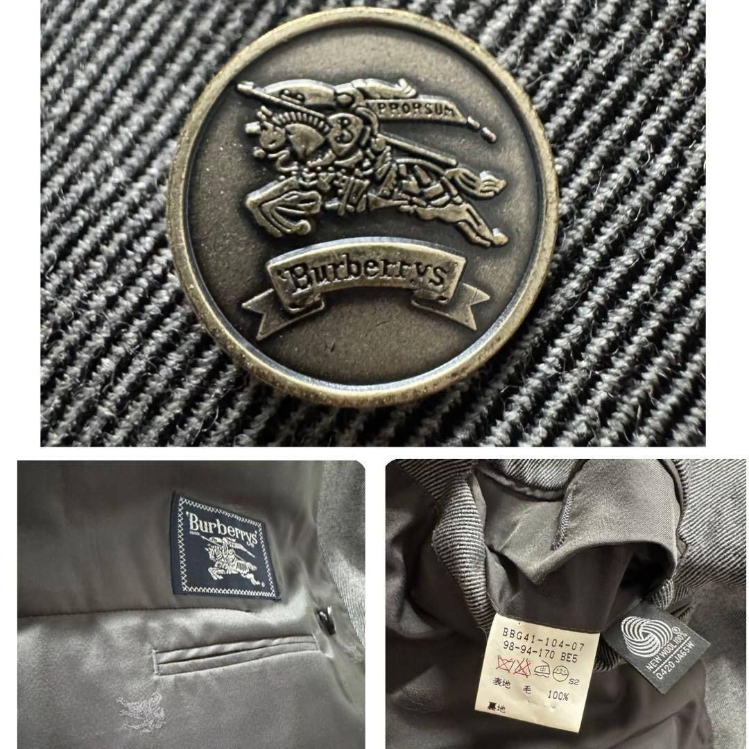 Burberrys セットアップ ダブルスーツ グレー　極上ウール　銀ボタン