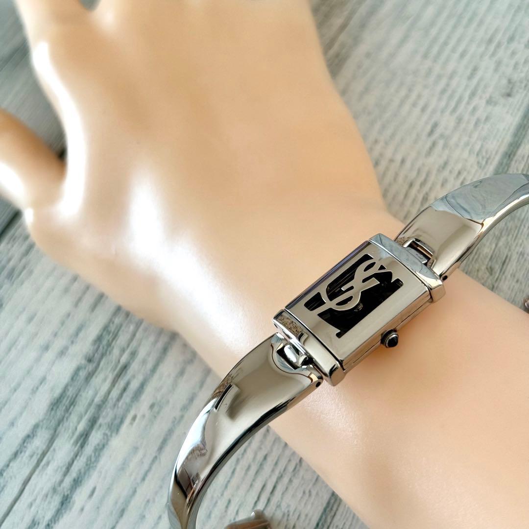 【希少】Yves Saint Laurent サンローラン 腕時計 バングル 黒