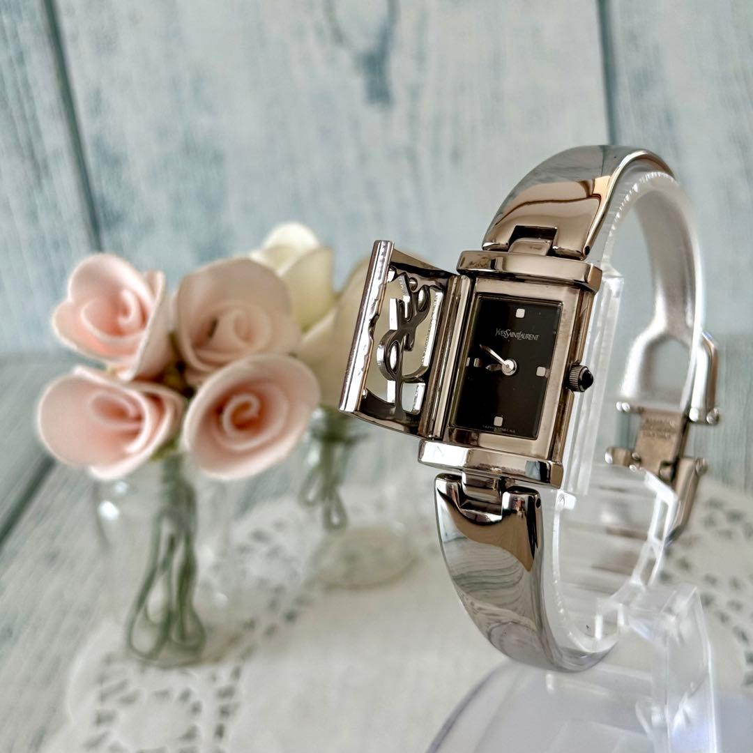 【希少】Yves Saint Laurent サンローラン 腕時計 バングル 黒