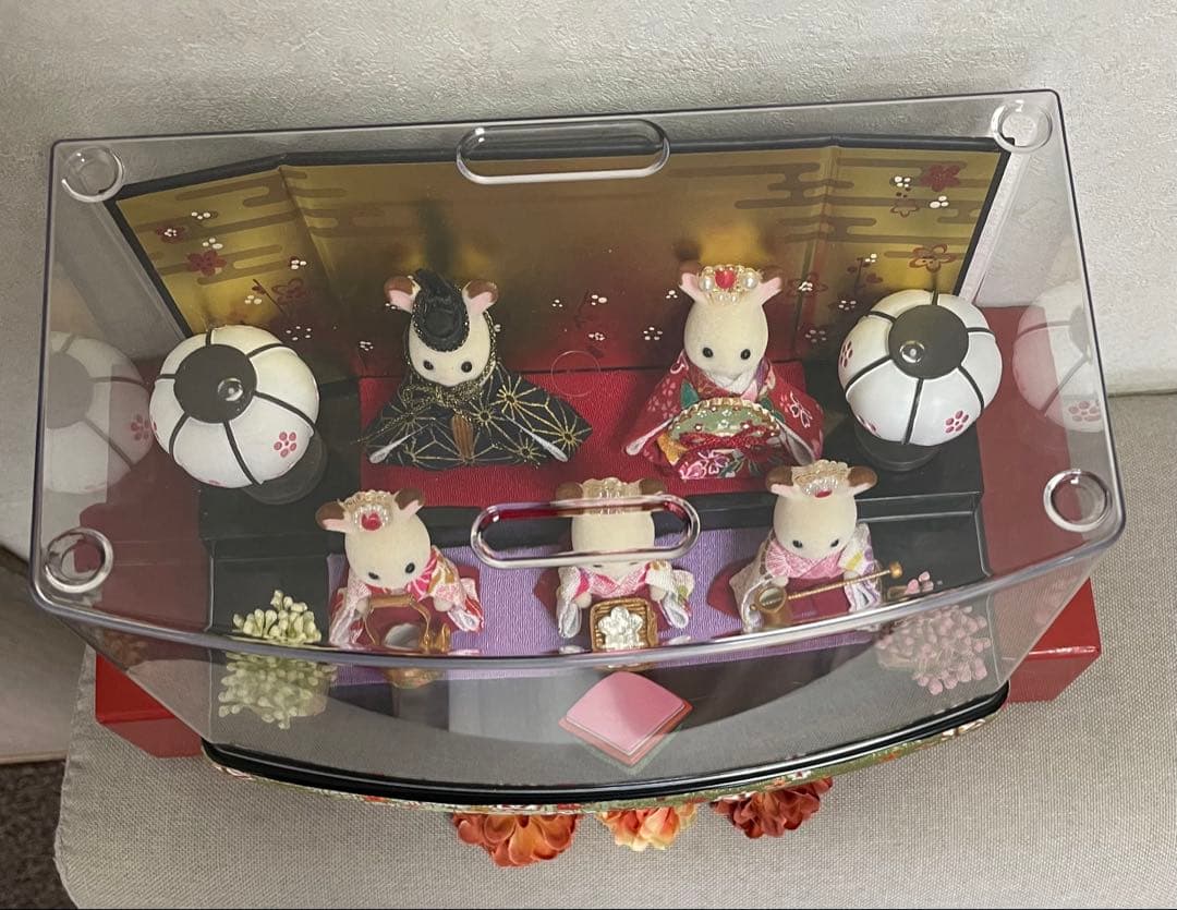 雛人形 シルバニア赤ちゃん ケース入り 2段飾り 三人官女