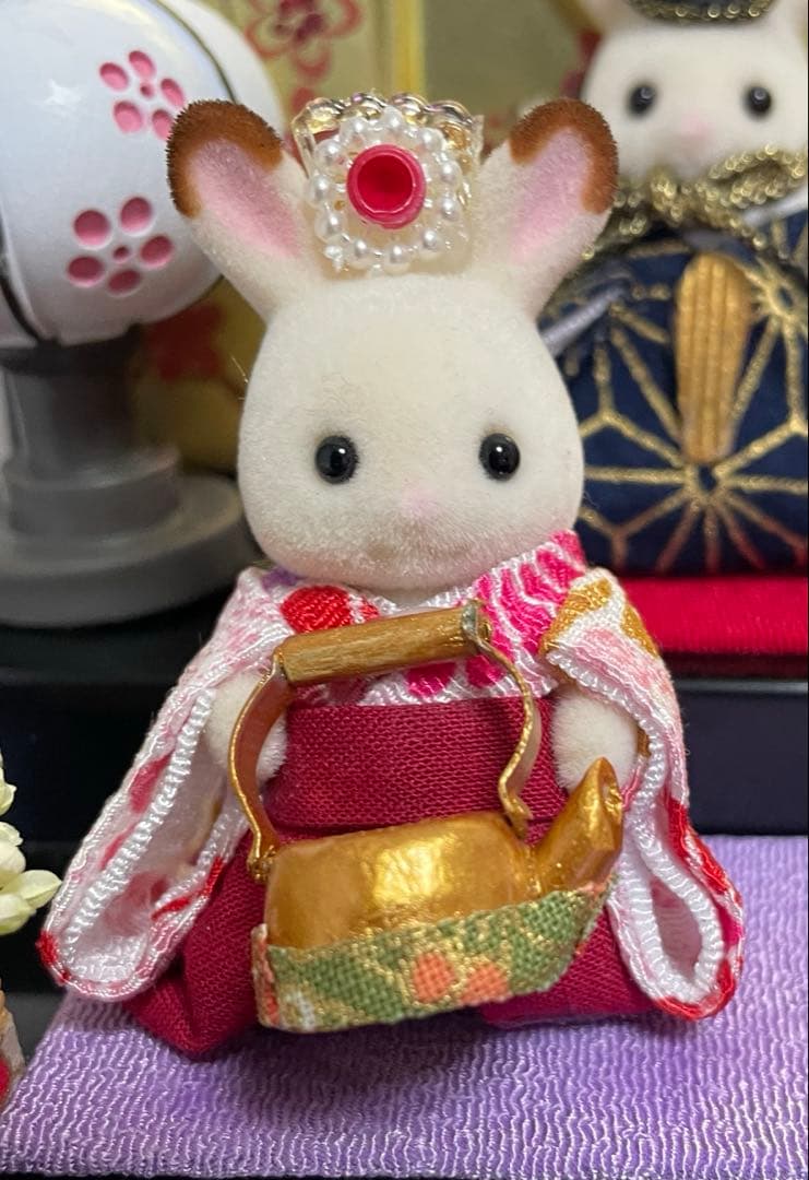 雛人形 シルバニア赤ちゃん ケース入り 2段飾り 三人官女