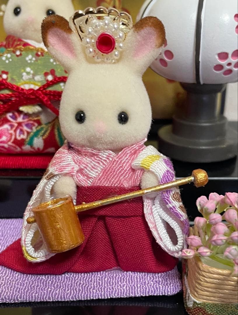 雛人形 シルバニア赤ちゃん ケース入り 2段飾り 三人官女