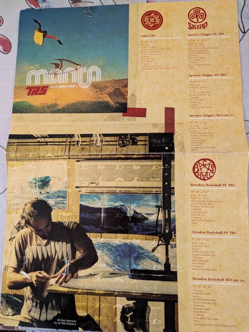美品 MANTA マンタ ボディボード スペンサースキッパーモデル　42インチ