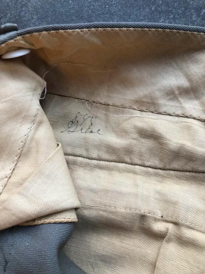 40s 50s ベージュ×カーキ×グレー ウールレーヨン混紡 ギャバスラックス