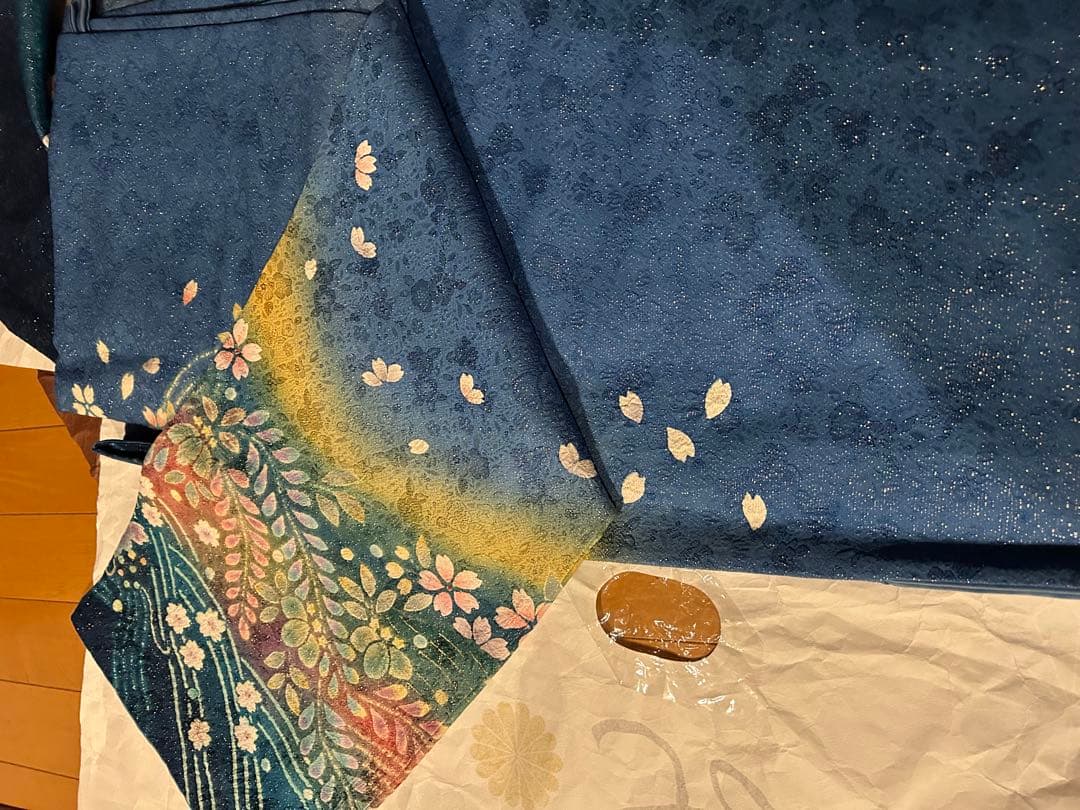 ♡ 未使用　振袖　桜流水につた　ブルー♡