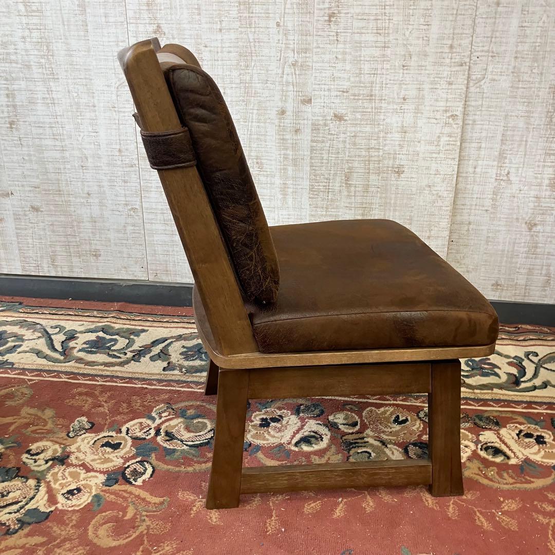 ①北欧レトロ 上久商店 大川家具 ノゾミ 回転式 天然木製椅子 アームレスチェア