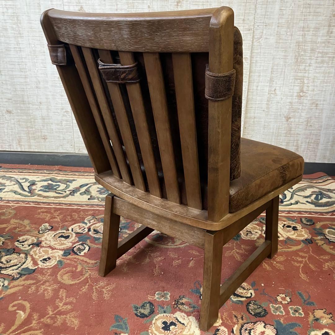 ①北欧レトロ 上久商店 大川家具 ノゾミ 回転式 天然木製椅子 アームレスチェア