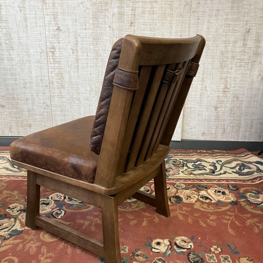 ①北欧レトロ 上久商店 大川家具 ノゾミ 回転式 天然木製椅子 アームレスチェア