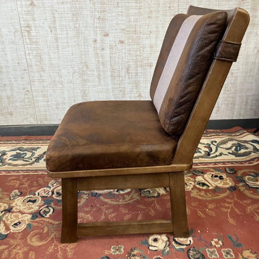 ①北欧レトロ 上久商店 大川家具 ノゾミ 回転式 天然木製椅子 アームレスチェア