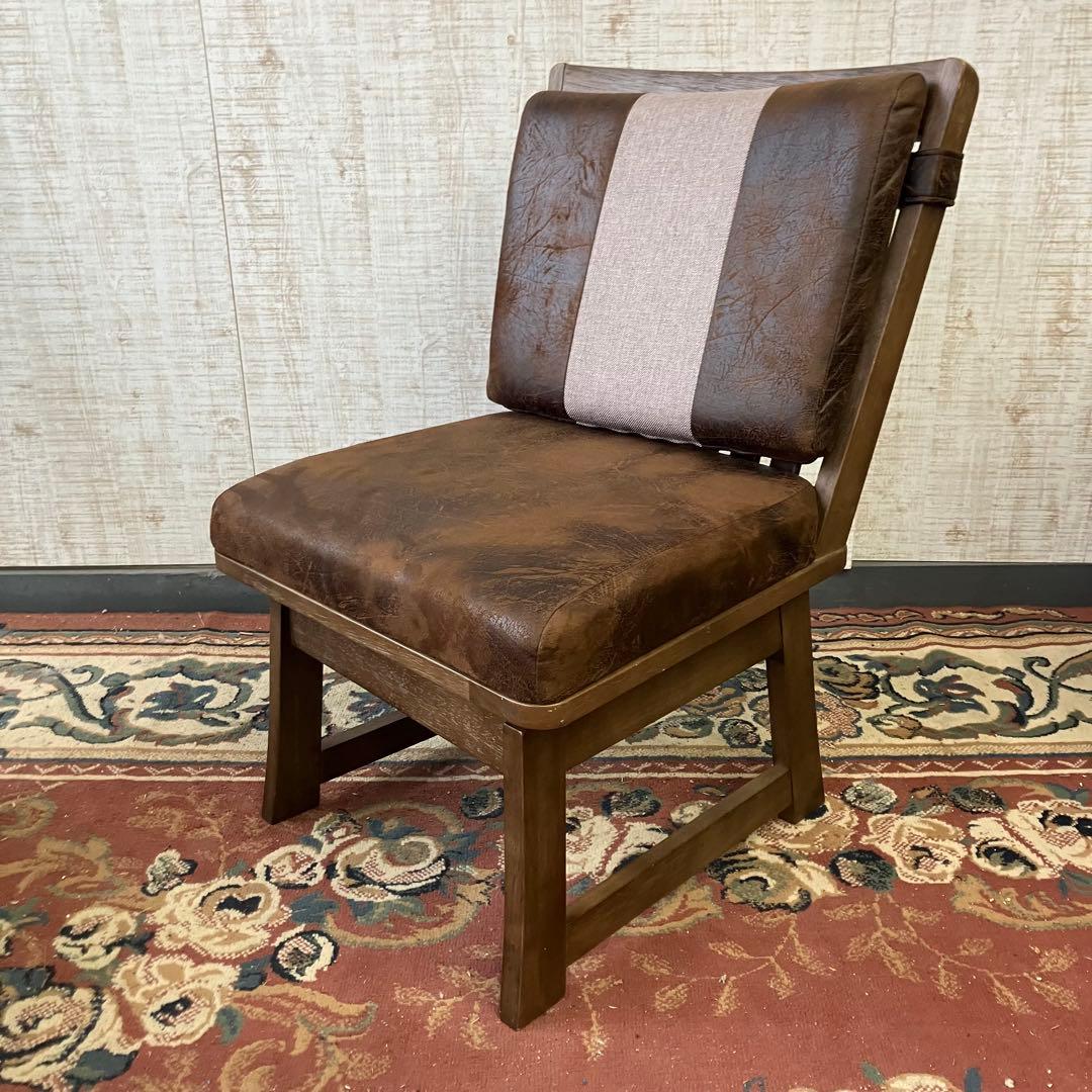 ①北欧レトロ 上久商店 大川家具 ノゾミ 回転式 天然木製椅子 アームレスチェア