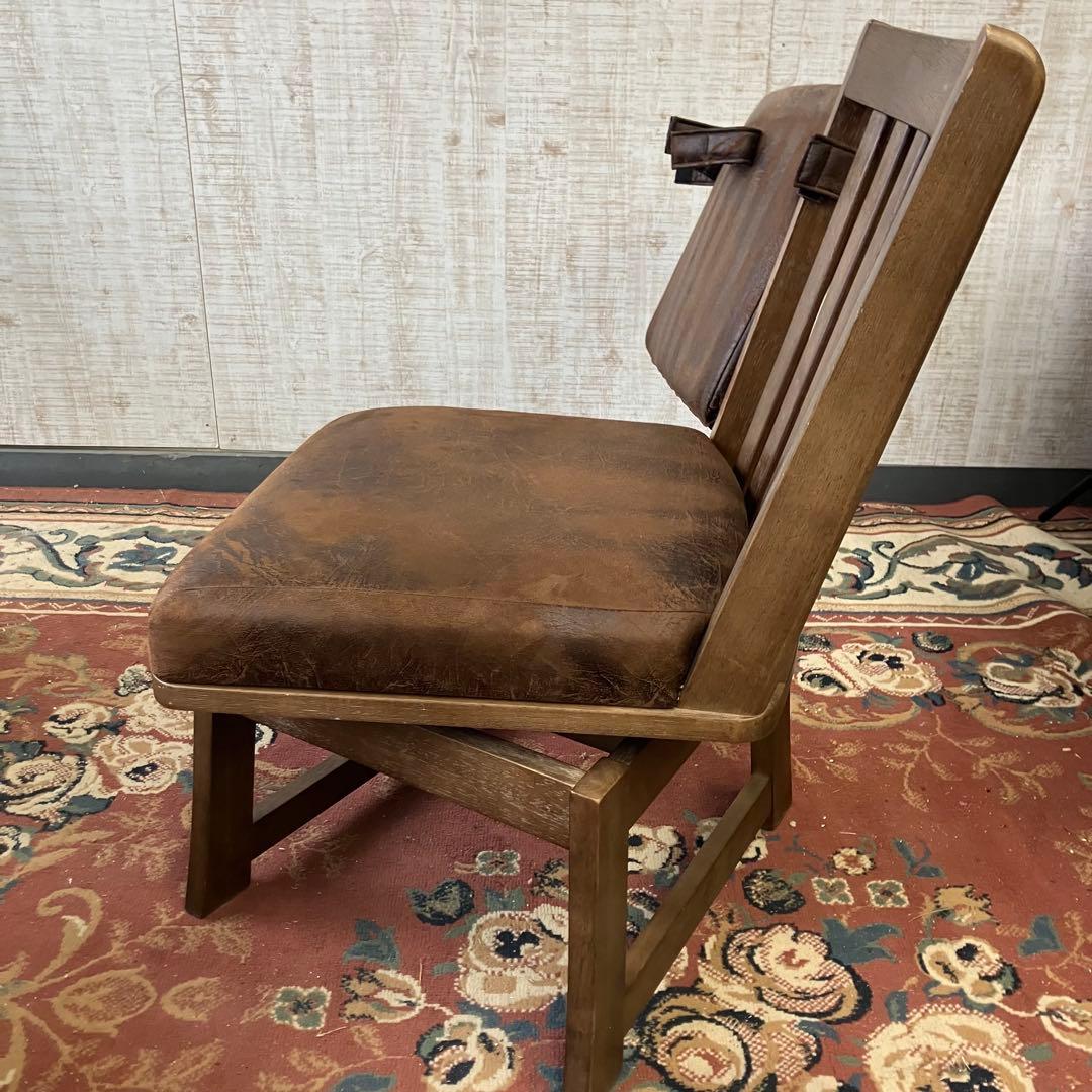 ①北欧レトロ 上久商店 大川家具 ノゾミ 回転式 天然木製椅子 アームレスチェア