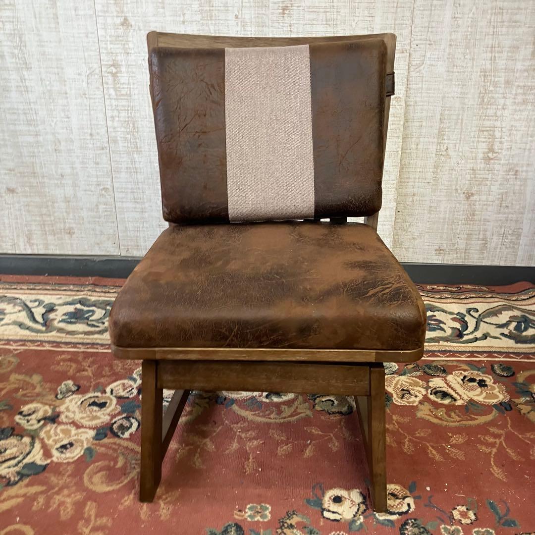 ①北欧レトロ 上久商店 大川家具 ノゾミ 回転式 天然木製椅子 アームレスチェア