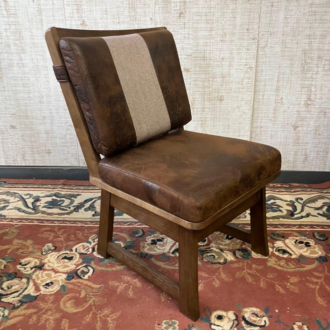 ①北欧レトロ 上久商店 大川家具 ノゾミ 回転式 天然木製椅子 アームレスチェア