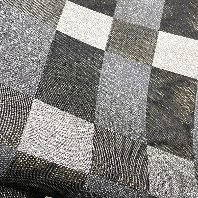 512my135△鱗文 唐草 変わり市松 金糸 モダン リバーシブル 袋帯△美品