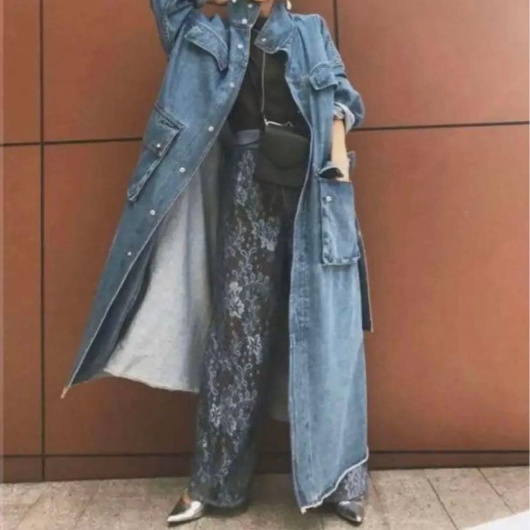 極美品 アメリ デニム ワーク ロングコート AMERI マキシ丈オーバーサイズ