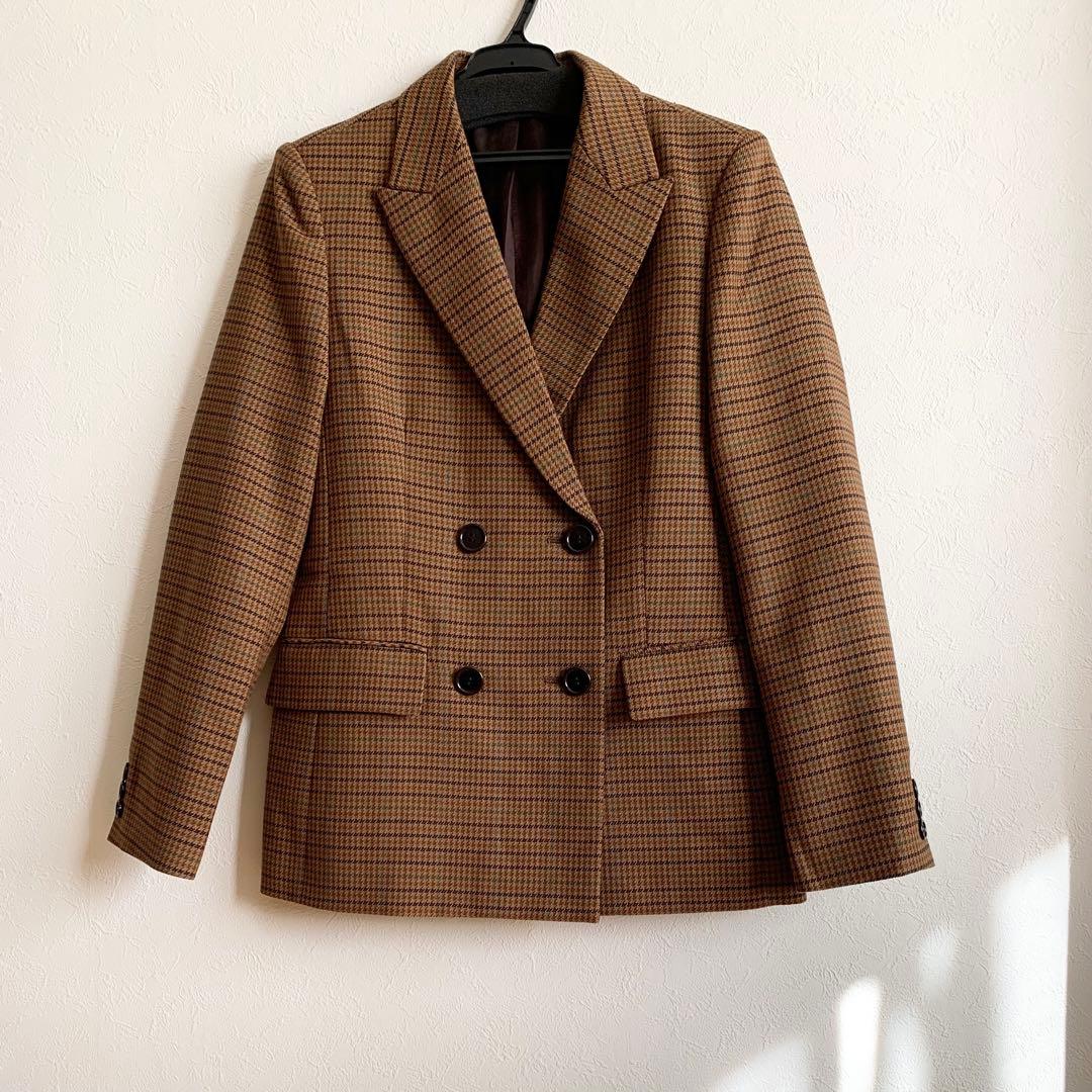 ANAYI ウールチェックダブルジャケット 未使用 36