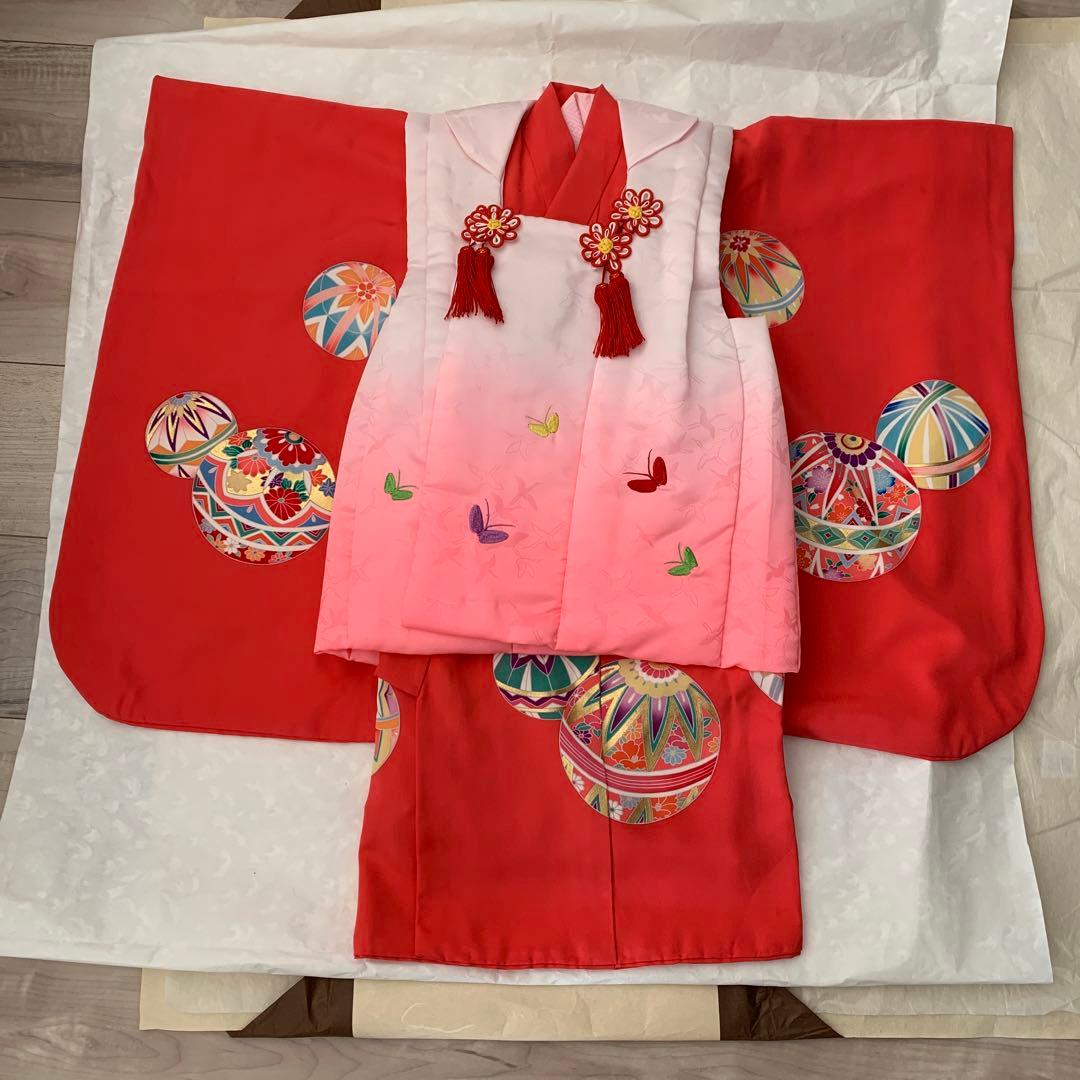 正絹　お仕立て　七五三　3歳　女の子　セット(長襦袢,被布,足袋付き) ピンク