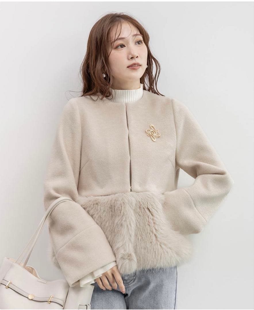 RANDA ランダ 2WAY フェイクファー ショート ジャケット