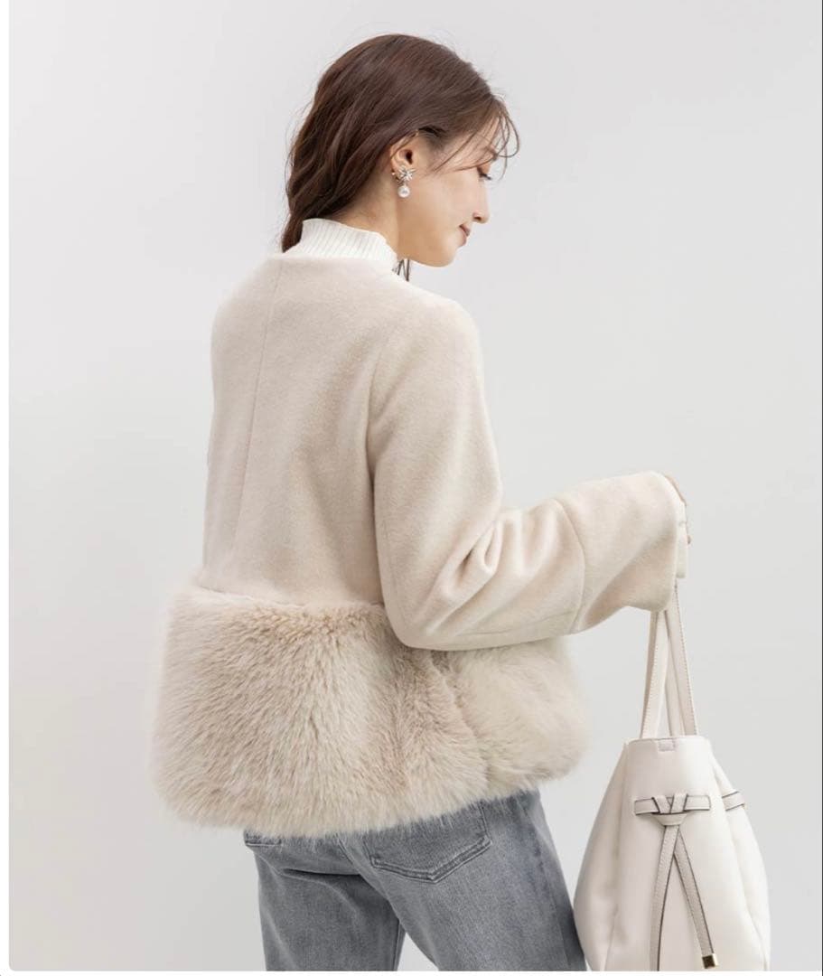 RANDA ランダ 2WAY フェイクファー ショート ジャケット