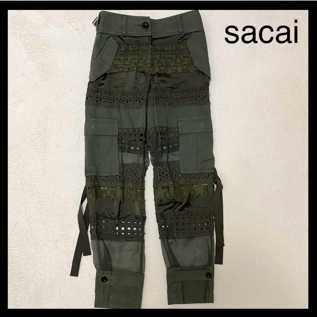 sacai 21SS グラフィック メッシュパネル カーゴパンツ