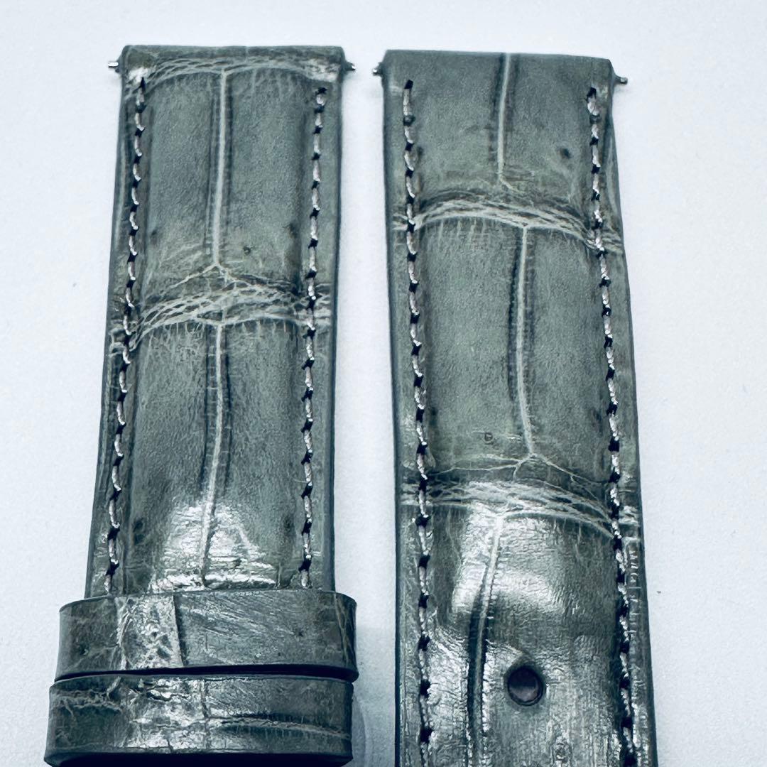 3064#20mm-18mmダークアッシュ★本物クロコダイルベルト★スイス製