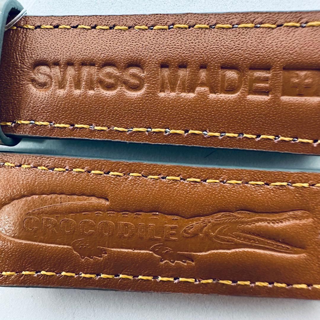 3064#20mm-18mmダークアッシュ★本物クロコダイルベルト★スイス製