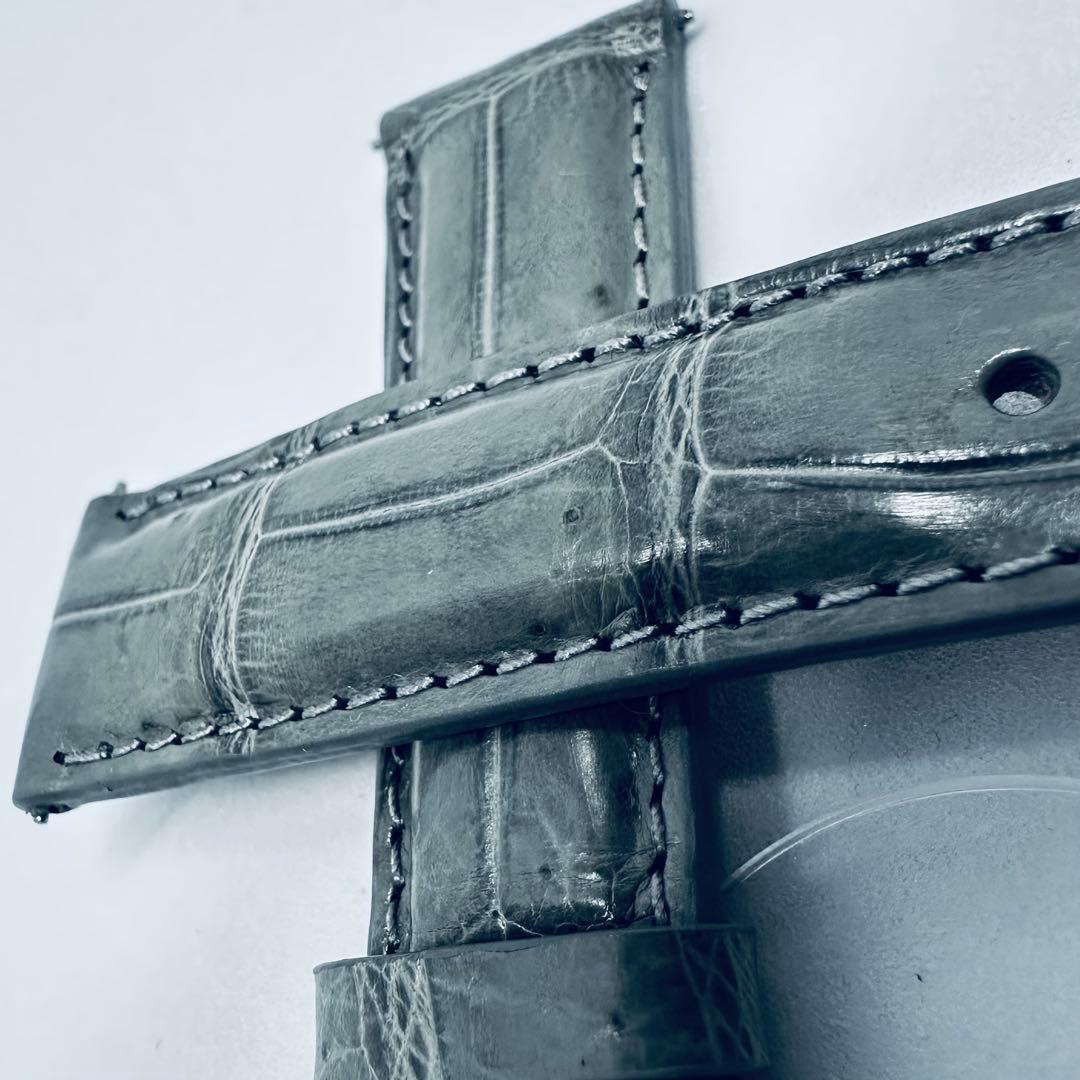 3064#20mm-18mmダークアッシュ★本物クロコダイルベルト★スイス製