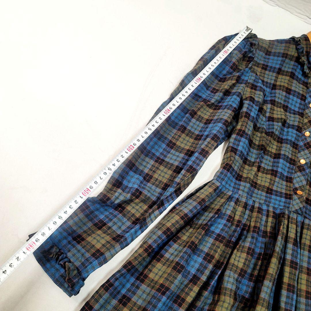 レア極美品LAURA ASHLEYヴィンテージチェック柄フリルロングワンピース