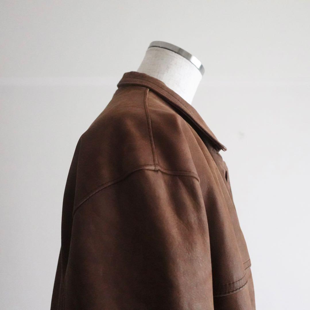 【フランス製】1990s ARTURO Paris ブラウンレザー　カーコート
