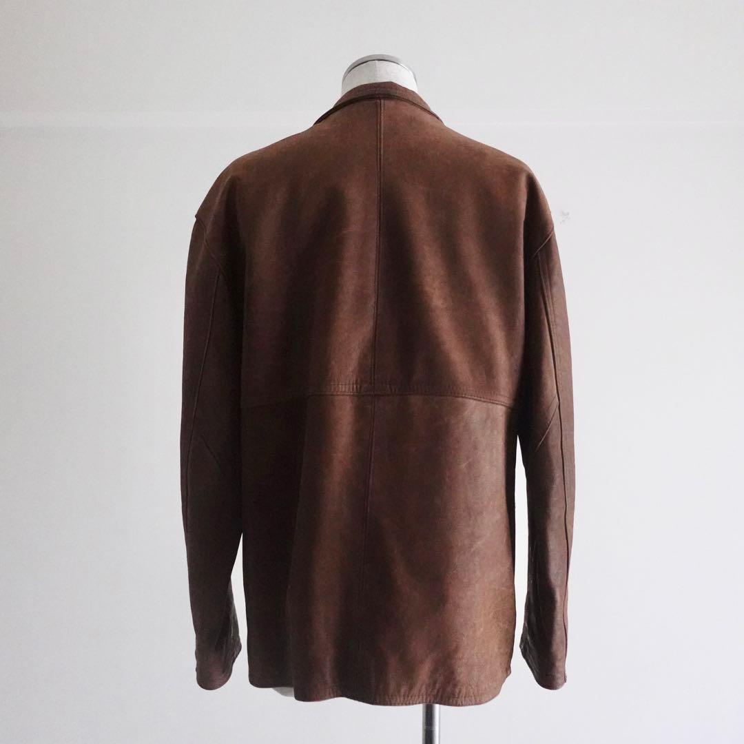 【フランス製】1990s ARTURO Paris ブラウンレザー　カーコート