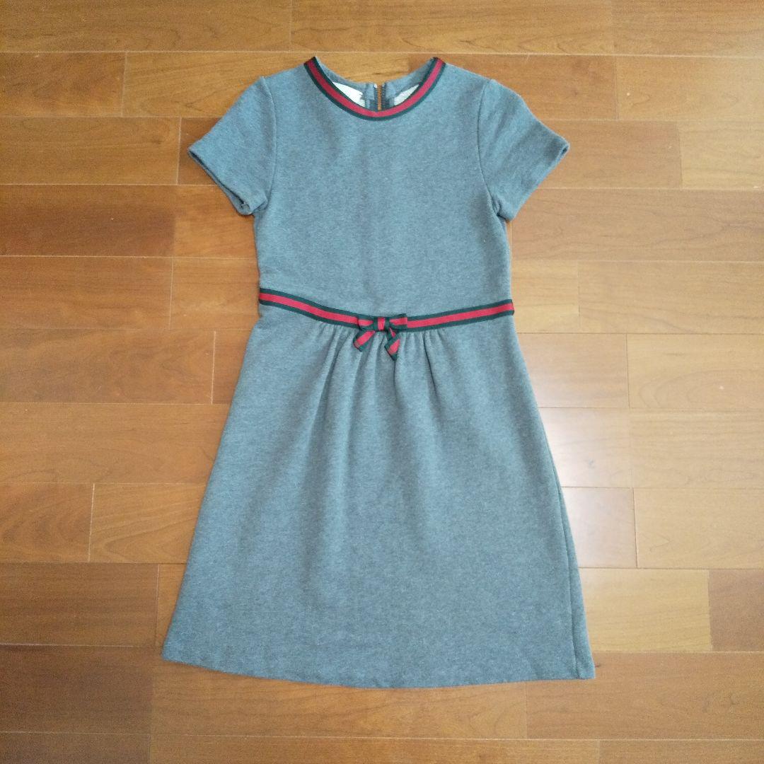 ky232【美品】GUCCI 半袖ワンピース シェリー グレー 12サイズ
